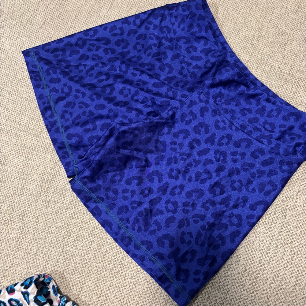 Blue Leopard Print Skirt